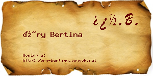 Őry Bertina névjegykártya